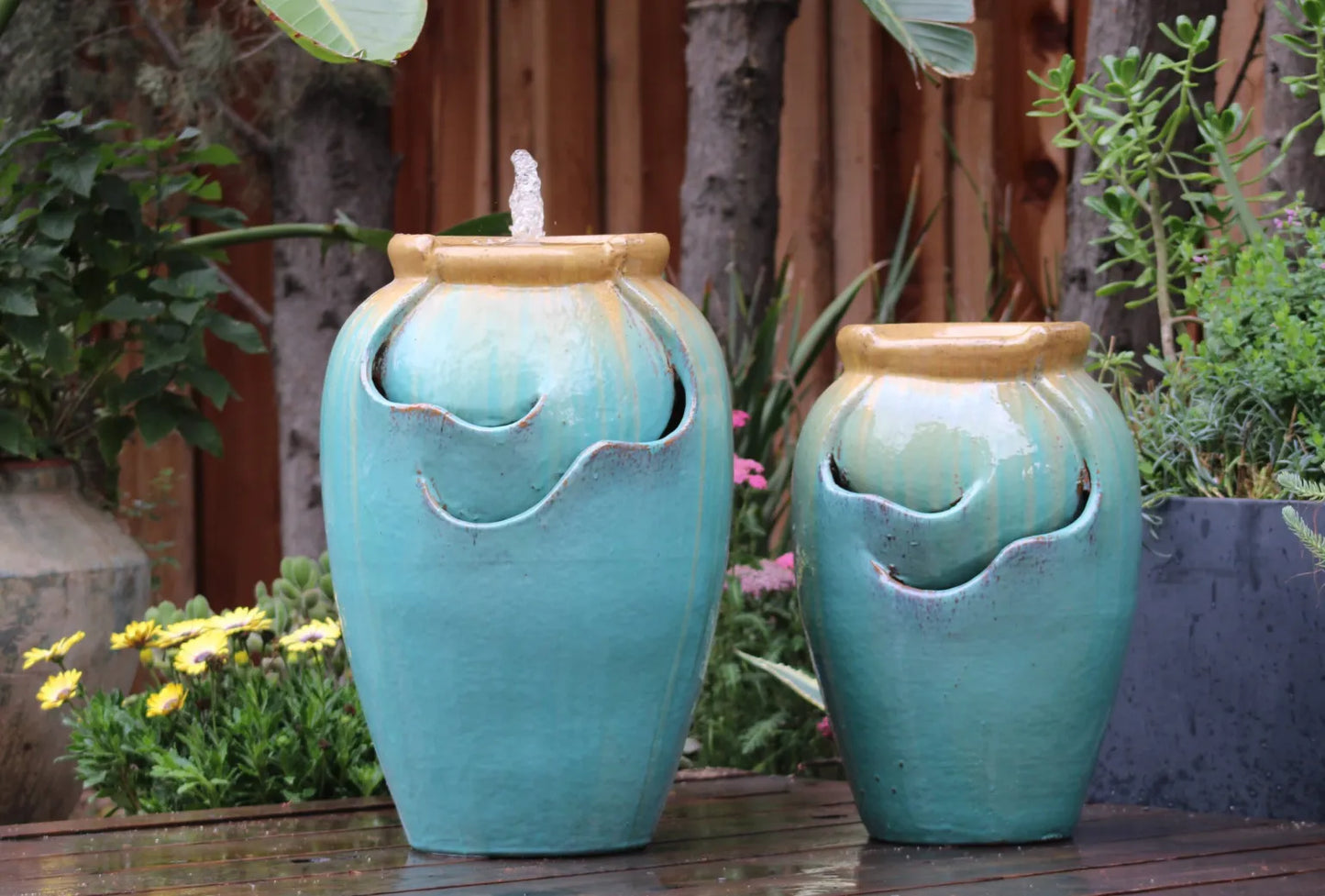 Tea Garden Fountain (Gold Turquoise) By Plantatorem
