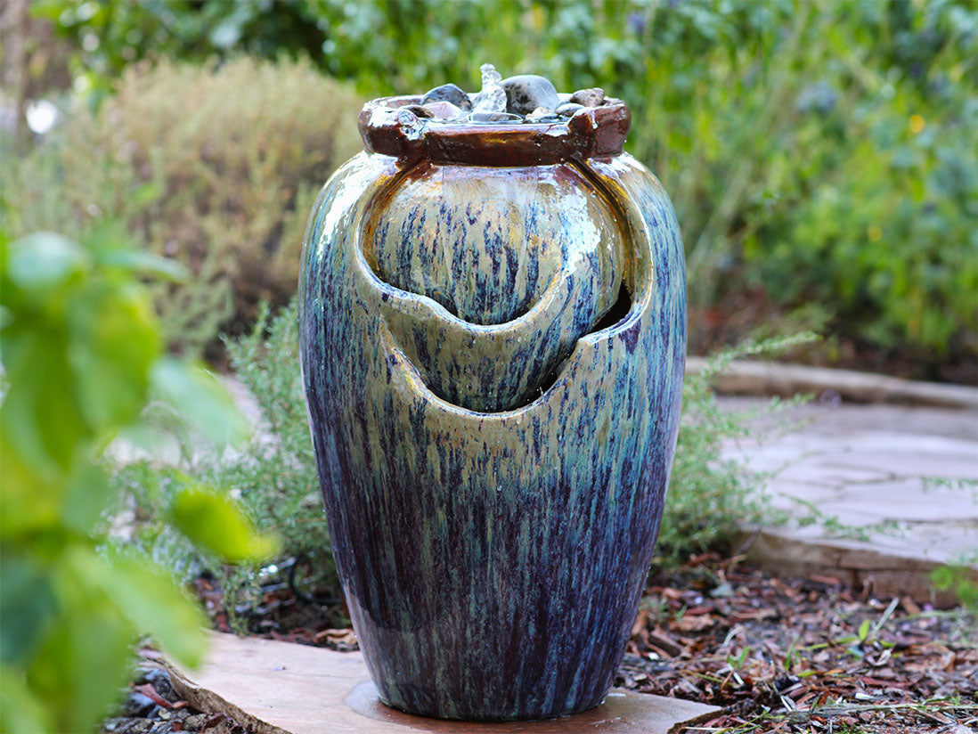 Tea Garden Fountain (Red Copper on Violet) By Plantatorem