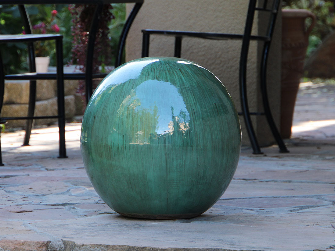Outdoor Decorative Sphere Glazed 12" By Plantatorem