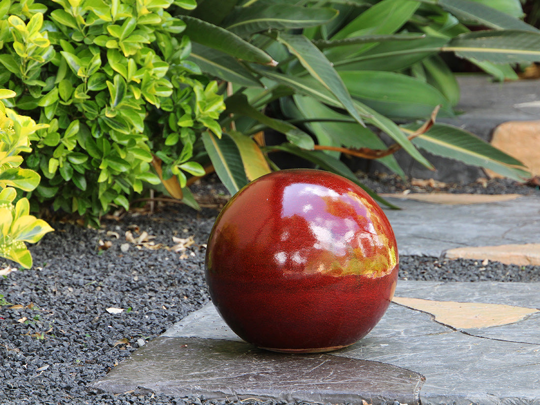 Outdoor Decorative Sphere Glazed 16" By Plantatorem