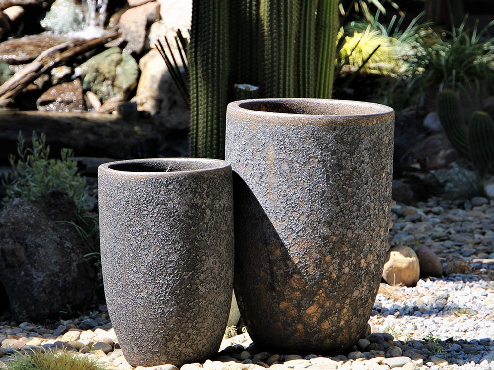 Tall Barrel Planters - Set of 2 (Silver Rock) By Plantatorem