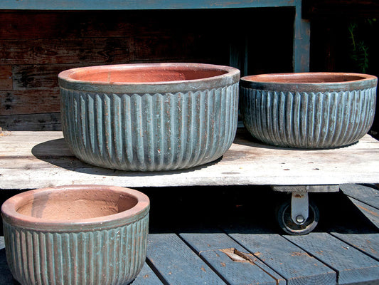 Faux Zin Can Low Planter - Set of 3 By Plantatorem