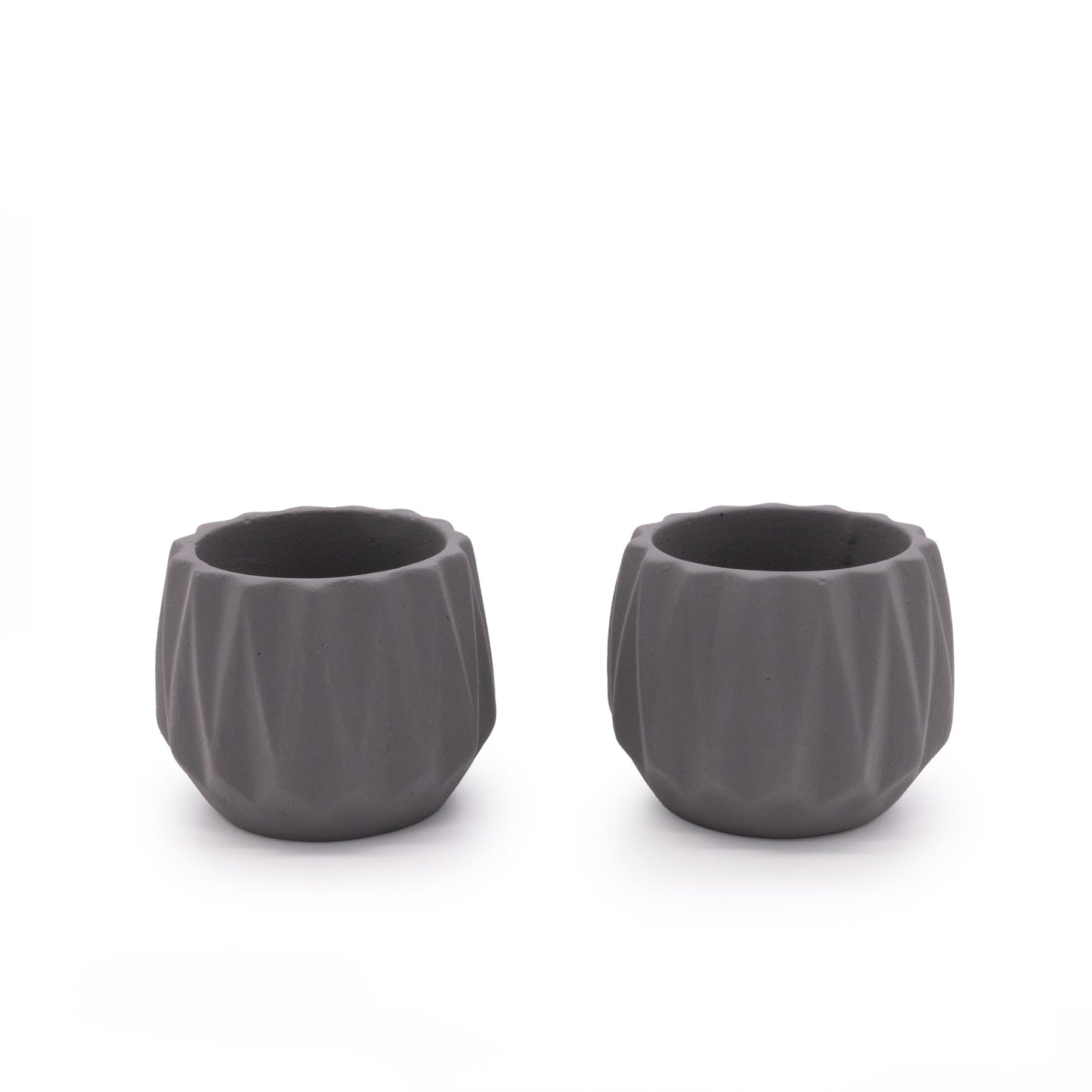 Concrete Mini Flute Tabletop Planters (Set of 2)