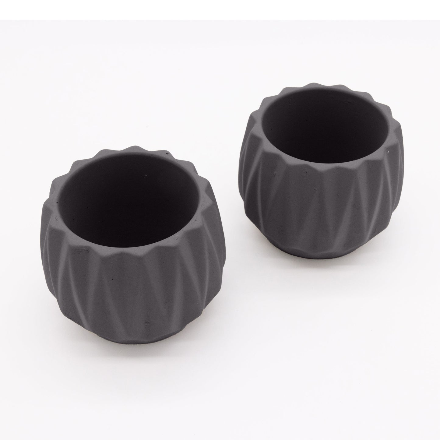 Concrete Mini Flute Tabletop Planters (Set of 2)