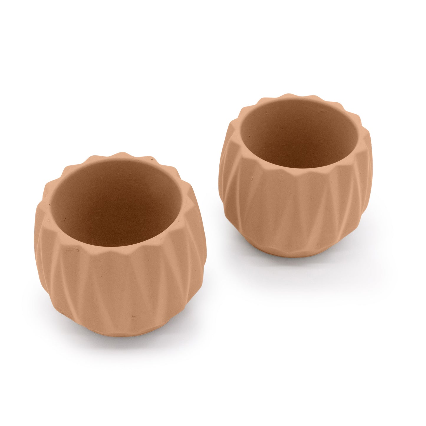 Concrete Mini Flute Tabletop Planters (Set of 2)