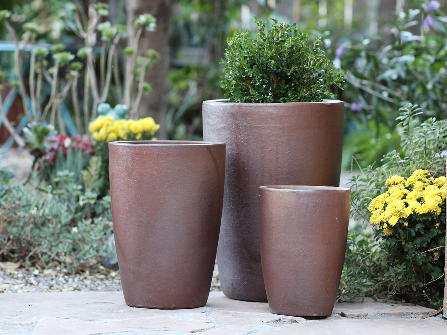 Slim Round Planter - Set of 3 (Clay) By Plantatorem