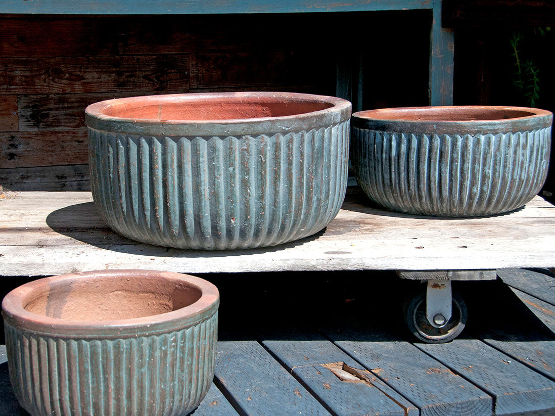 Faux Zin Can Low Planter - Set of 3 By Plantatorem